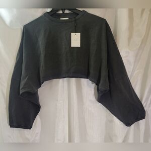 Joah Brown oversized, slouchy long sleeve cropped sleeve t-shirt